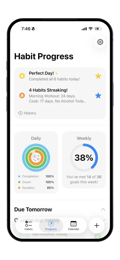 Quick Actions - Complete habits with a single tap