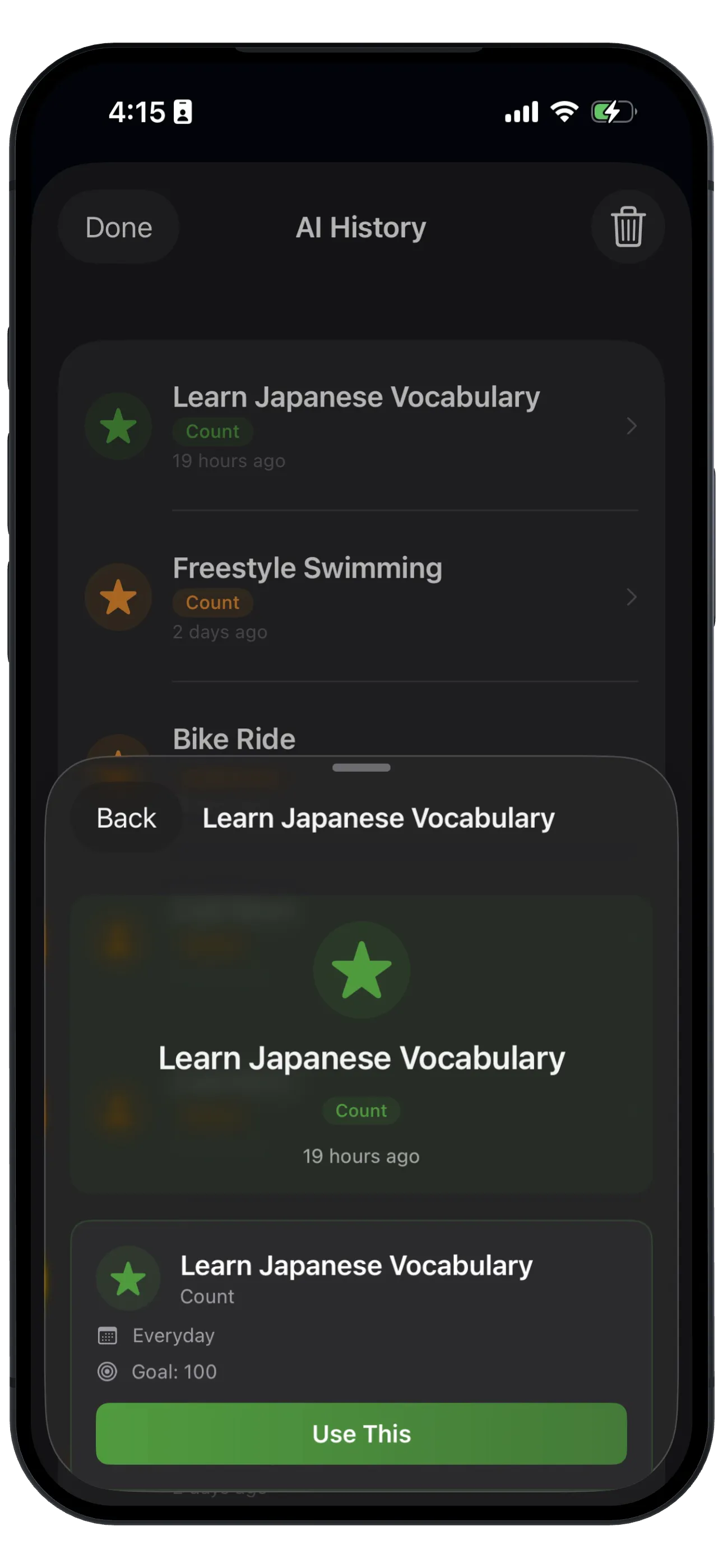 Routines - Group habits into routines (dark mode)